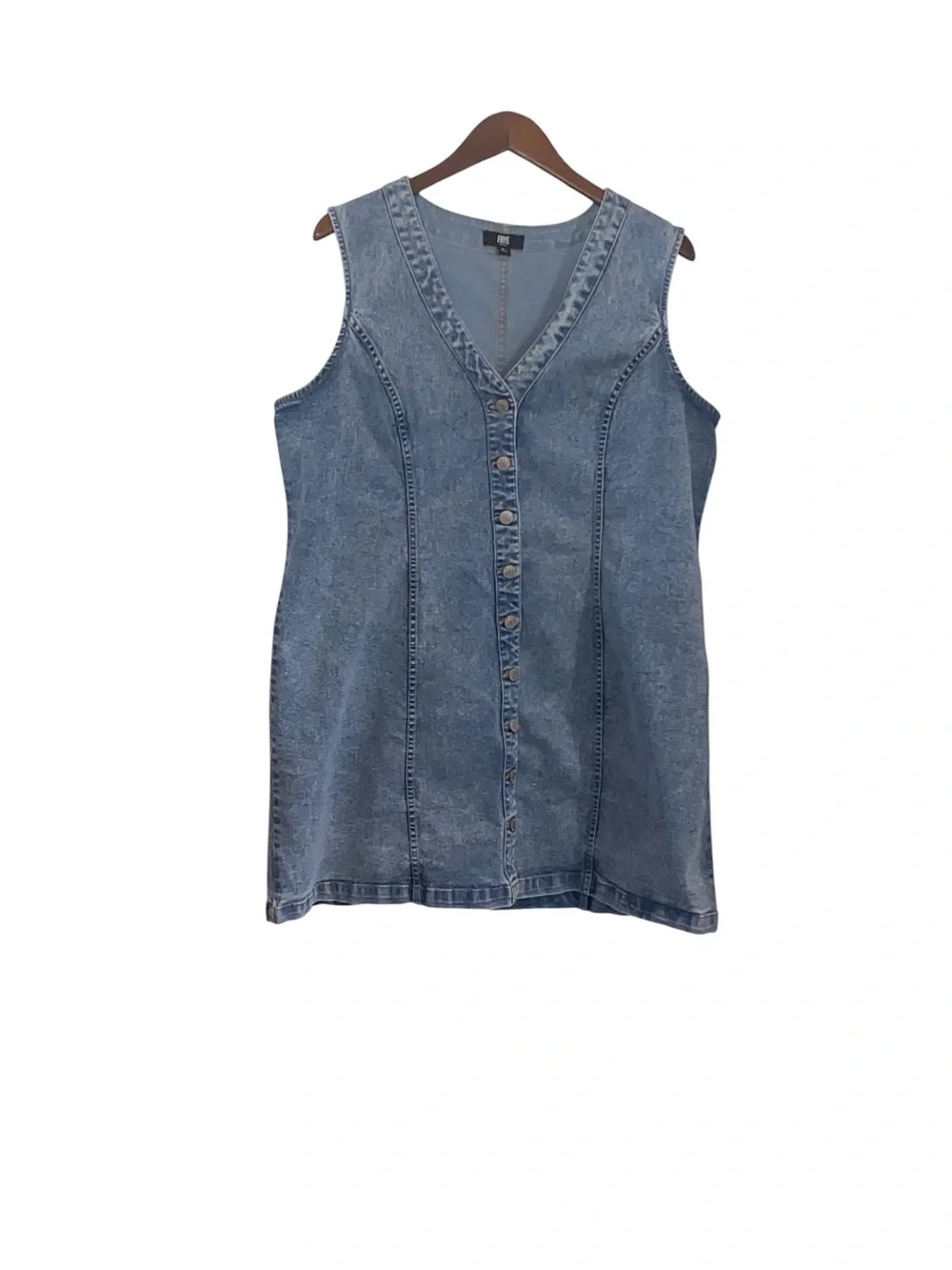 Frye denim mini dress button-front closure sleeveless coastal cowgirl western - Picture 5 of 11